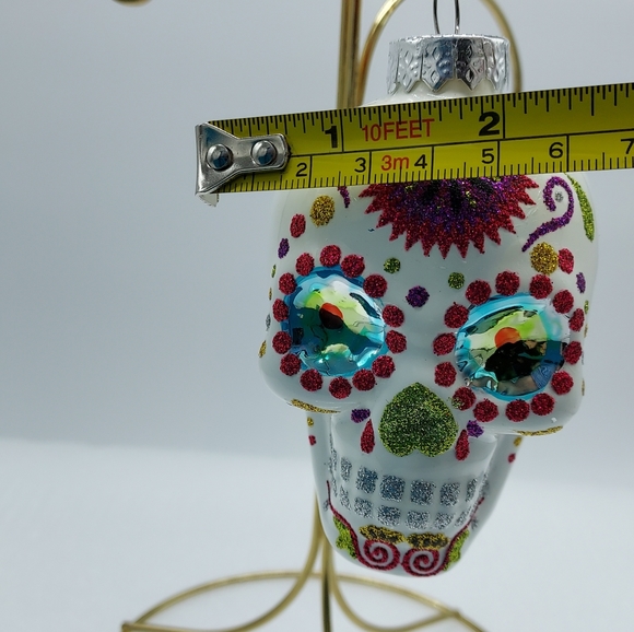 Glass Ornament Day of the Dead Glittery Festive New - Picture 5 of 5